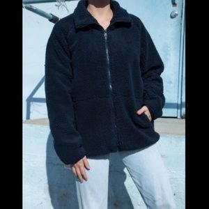 Brandy Melville Willow Shearling Jacket Navy Blue